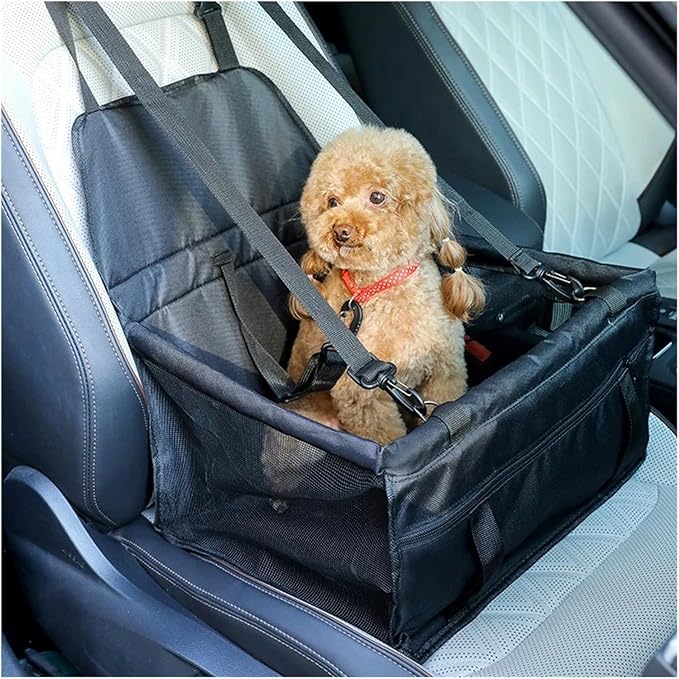 Small Dog Car Seat, Portable Puppy/Pet Car Booster Seat With Clip-in Harness And Mesh Window,Great For Small Pets(Coffee)