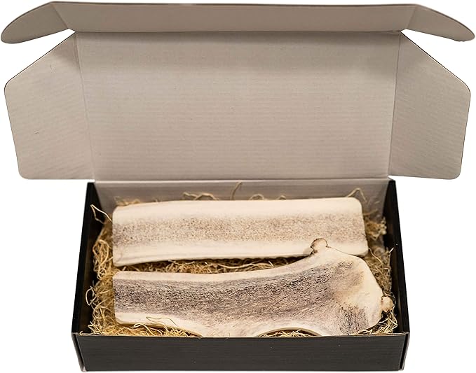 The Antler Box Premium Elk Antler Dog Chews (1 Pound Box) (X-Large (2 Pieces) Split Only)