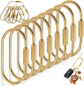 Brass Keychain Carabiner Clips - 8 PCS Gold Screw Lock Key Rings, Loose Leaf Binder Rings, Gold Carabiner Clip with Secure Locking Screw Brass Key Ring for Keys, Bags, Pet Collars & Luggage Tags