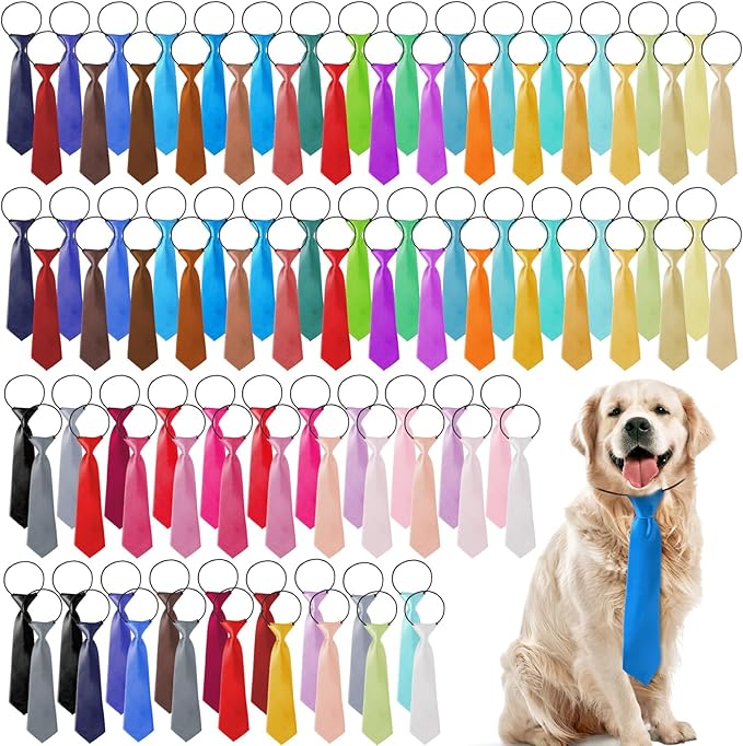 Newcotte 110 Pcs Large Dog Ties Bulk Adjustable Dog Neck Ties Collar Grooming Neckties for Girl Boy Pets Gift Favor(Classic)