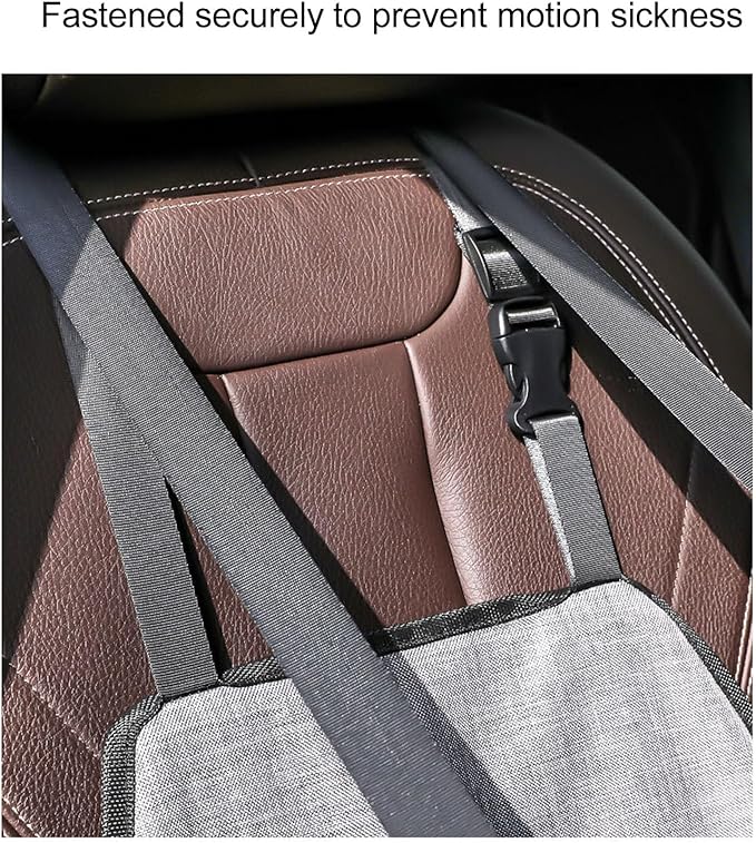 Dog Car Seat, Breathable Adjustable Pet Car Booster Seat Puppy Travel Carrier Bed Mesh Basket Easy Installation for Dogs and Cats (Black)