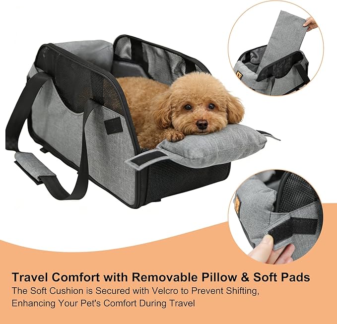 Center Console Dog Car Seat for Small Dogs with Mesh, Dog Booster Seat with Upgraded Safety Tethers, Detachable Washable Pet Car Seat Travel Bed Under 25lbs(Mesh)