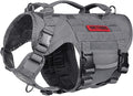 OneTigris Large Tactical Dog Harness, No Pulling Adjustable Dog Vest Harness, Heavy Duty Dog Harness with Handle, Large Hook and Loop Panels for Patch(Grey,S)
