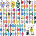Sweetude 100 Pcs Plaid Dog Bandanas Bulk Paw Print Dog Scarf Bibs Puppy Pet Bandanas with Captions Adjustable Cat Outfit Washable Triangle Scarf Kerchief for Small to Medium(Vivid)