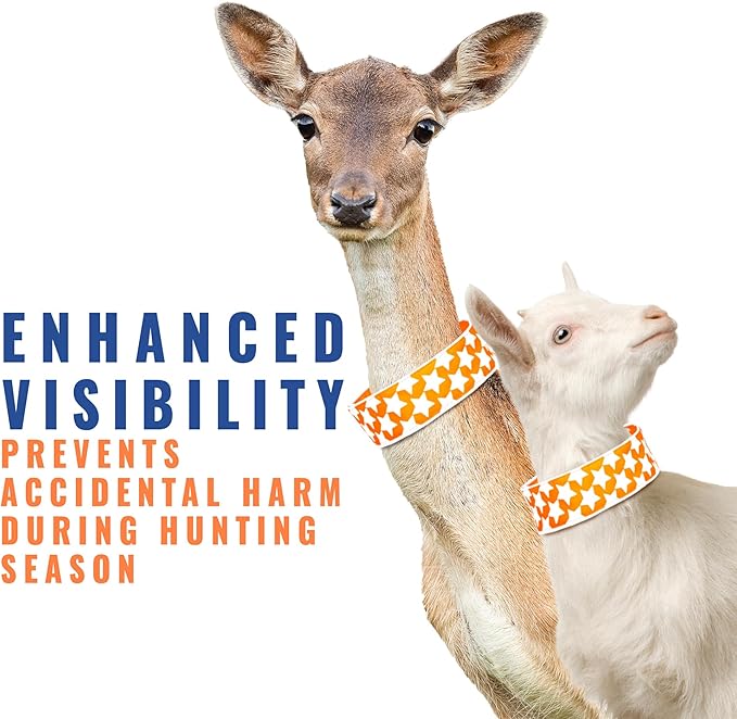 SafetyPUP XD Reflective Dog Collar – Blaze Orange Dog Collar, Adjustable Closure for a High Visibility Customizable Collar for Goats, Dogs, Deer, and Livestock. Reflective Stars Enhance Night Safety