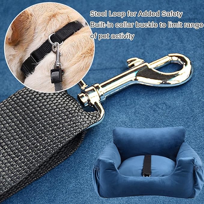 Car Seat Booster Bed,Dog Car Seat for Small Dogs Or Cats,Dog Safety Car Seat with Storage Pocket, Clip-On Safety Leash and Washable Cover for Dog, Cat, and Any Pets Under 25Lbs