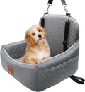 Dog Car Seat for Small/Medium-Sized Under 30 Pounds, Pet Car Seat Travel Bed with 2 Seat Belts and Headrest Seat Belts, Detachable Washable Covers and Side Storage Bags(Grey)