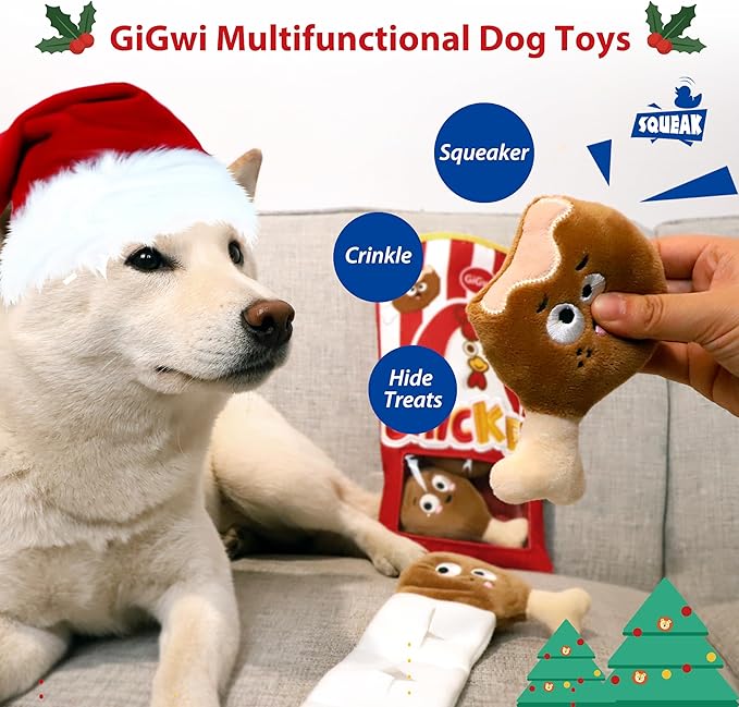 Gigwi Interactive Dog Puzzle Toys, Enrichment Snuffle Dog Toys for Boredom and Stimulating, 4 Packs Crinkle Dog Squeaky Toy for Small, Medium and Large Dogs