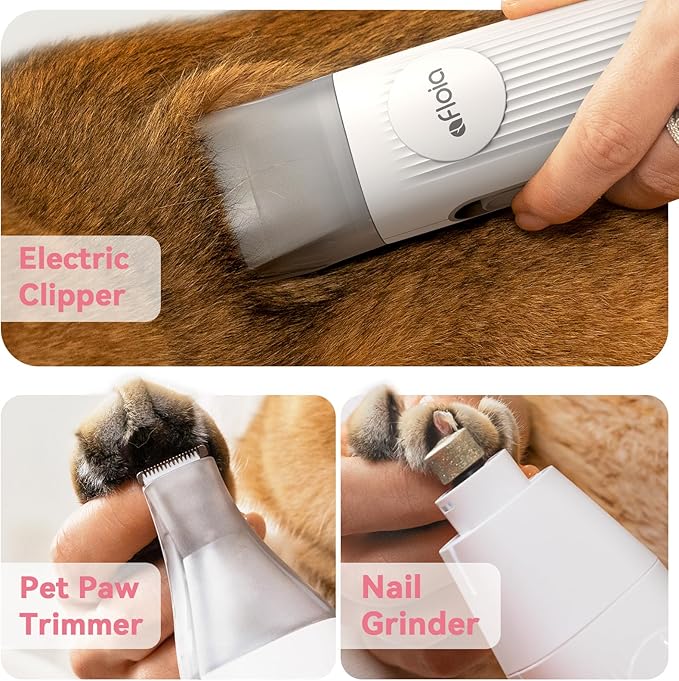 Afloia 6-in-1 Dog Grooming Kit, Pet Grooming Vacuum for Shedding, Dog Hair Vacuum with Clipper Nail Trimmer Grinder, Pet Brush Groomer at Home, Low Noise Cats Hair Remover, 1.5L Dust Cup, Pink