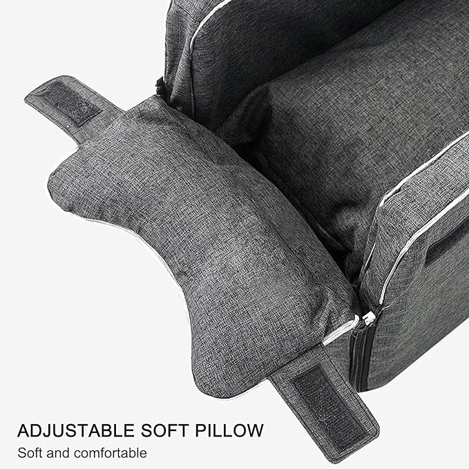 Brrnoo Console Dog Car Seat Armrest Booster Seat, Universal Cat Nest Pet Car Mat, Four Season, Grey
