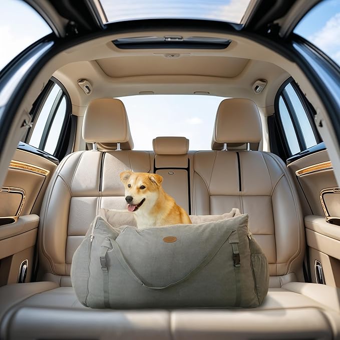 Dog Car Seat for Small Medium Large Dogs, Eco-Friendly Microfiber Velboa, Dog Booster for Under 45Lbs, Detachable and Washable Travel Seat with Thick Cushion (Charcoal Gray, XL)