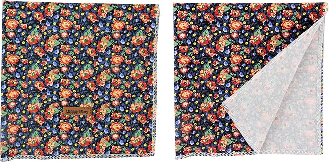 Lionheart glory Dog Bandana 1 Pack Washable Soft Cotton Floral Print Bibs Scarf, Adjustable Kerchief Square Dog Bandanas for Large Dogs