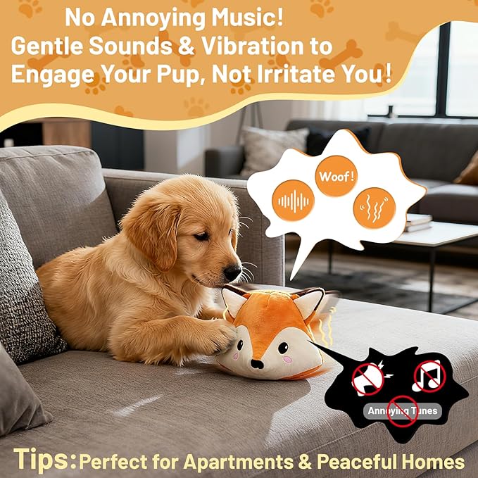 Automatic Puppy Toy for Anxiety & Boredom Relief - Self-Moving, Bouncing & Vibrating with Sound for Mental Stimulation | Rechargeable, Chew-Resistant for All Breed Sizes