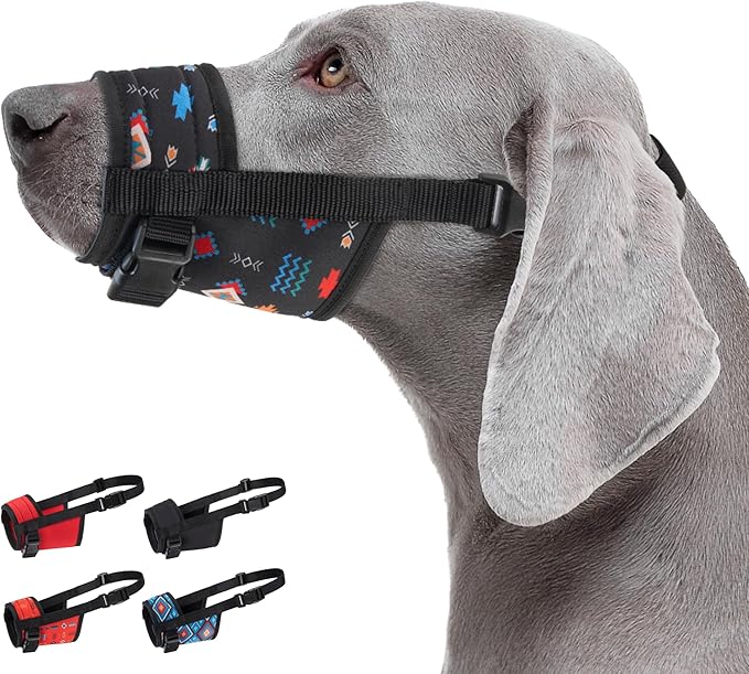CollarDirect Dog Muzzle - Updated Design Adjustable Soft Breathable Tribal Nylon Dog Mouth Guard Cover for Small, Medium and Large Dogs, Anti Chewing, Barking & Biting (M, Pattern 2)