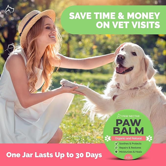 Natural Lick Safe Dog Paw Balm - 2 Pack 100% Organic Dog Paw Pad Balm Protector, Moisturizer & Soother for Dry Cracked Paws, Hot Pavement - Heals, Repairs & Restores - Coconut Oil, Shea Butter (2oz*2)