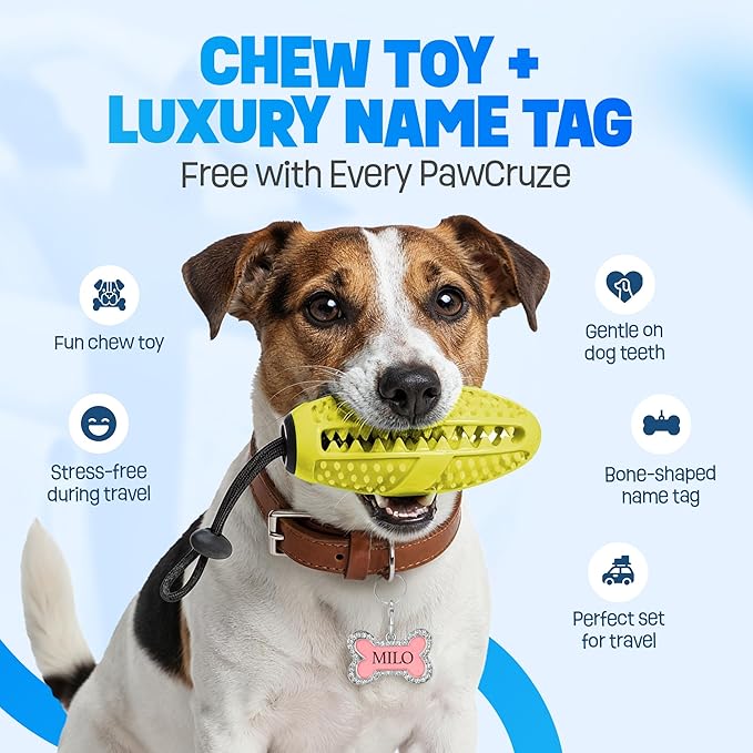 Center Console Dog Car Seat for Small Dogs & Puppies - Travel Carrier for Console with Built-in Safety Leash, Foldable Design, Dual-Sided Cushion, Puppy Booster & Bonus Yellow Chew Toy (Yellow)