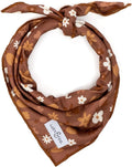 Lucy & Co. Chocolate Meadows Bandana - Designer Puppy Accessory. 100% Polyester. Soft, Stylish and Appropriate for Any Occasion. Machine Washable (Small, Brown & White Floral)