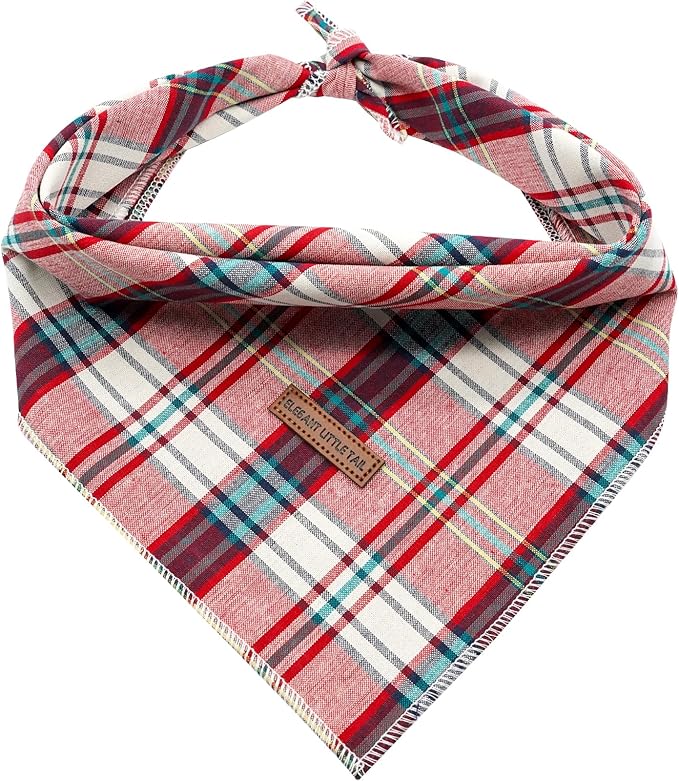 Elegant little tail Dog Bandana, Christmas Dog Bandana 1PC Dog Bandanas Holiday Bib Scarf Soft Washable Square Dog Scarf Adjustable Dog Kerchief for Small Medium Large Dogs