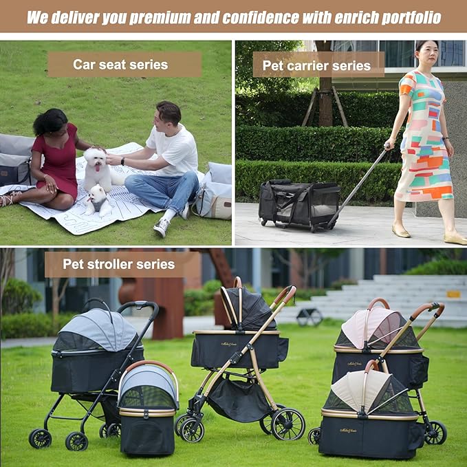 MILA&LOUIS Dog Car Seat 5 Side Waterproof, for Medium, Booster Seat with Safety Leash, Bed Cover with Storage Pockets, Small Pet Carrier Bed for Travel and Home