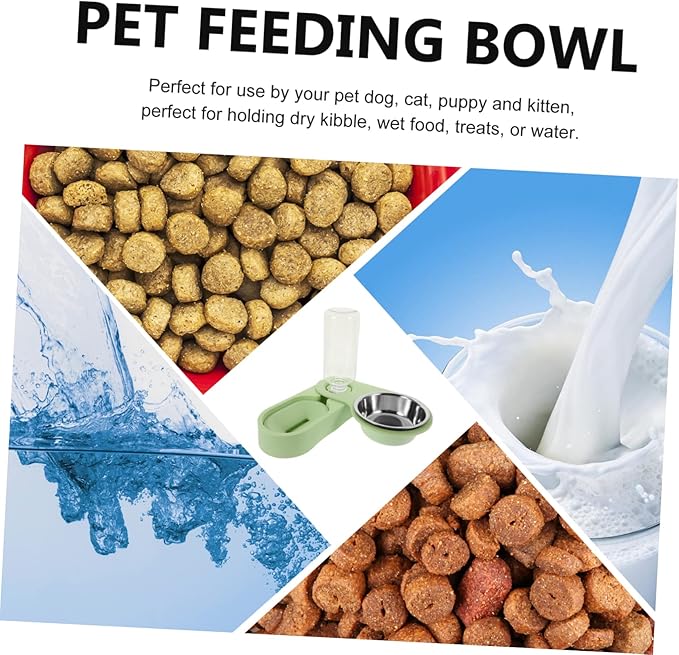 balacoo Dog Bowl Set Double Cat Feeder Automatic Dispenser for Food and -Saving Design Easy Cats and Pets
