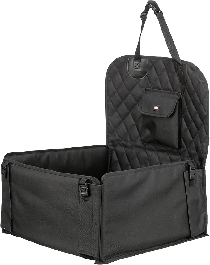 Trixie Lite Dog Car Seat 17.7 × 9.4 × 17.7 in – Foldable Booster with Safety Tether, Side Pocket & Fold-Down Panels – Travel Bed for Small Dogs with Water-Resistant Fabric