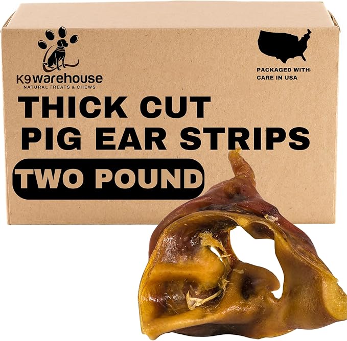 K9warehouse Pig Ears Strips - 32oz USA Packed - Natural Bulk Pig Ear Slivers - Treats Made of 100% Pure Pork - Alternative to Rawhide Chews - Thick Cut Pigs Ear Dog Treats for Small to Large Dogs