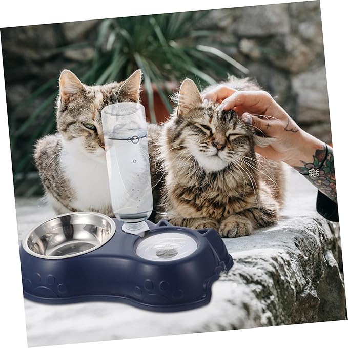 BESPORTBLE 1set Automatic Pet Feeder Dual Bowls for Cats and Dogs Non- Design Easy to Food and Water Dispenser for Busy Pet Owners Stylish Home Decor