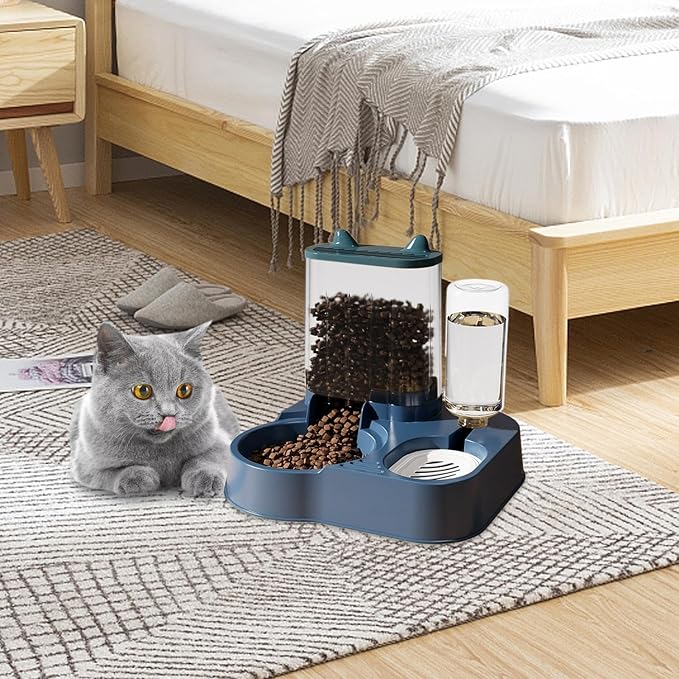 Automatic Cat Feeder - 2 in 1 Cat Automatic Feeder | 2.3L Cat Feeder and Water Dispenser | Anti-Tip Cat Food Dispenser Automatic | Automatic Dog Food Bowl Large Capacity Automatic Pet Feeder
