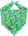 St. Patrick's Dog Bandanas, Shamrock Triangle Bid Scarf for Medium Large Girl Boy Dogs, Spring Cotton Puppy Kerchief, Green Dog Bandana