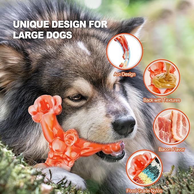 Indestructible Dog Toys for Large Dogs Aggressive Chewers, Tough Dog Toys for Aggressive Chewers Large Breed, Heavy Duty Tough Bone to Keep Them Busy