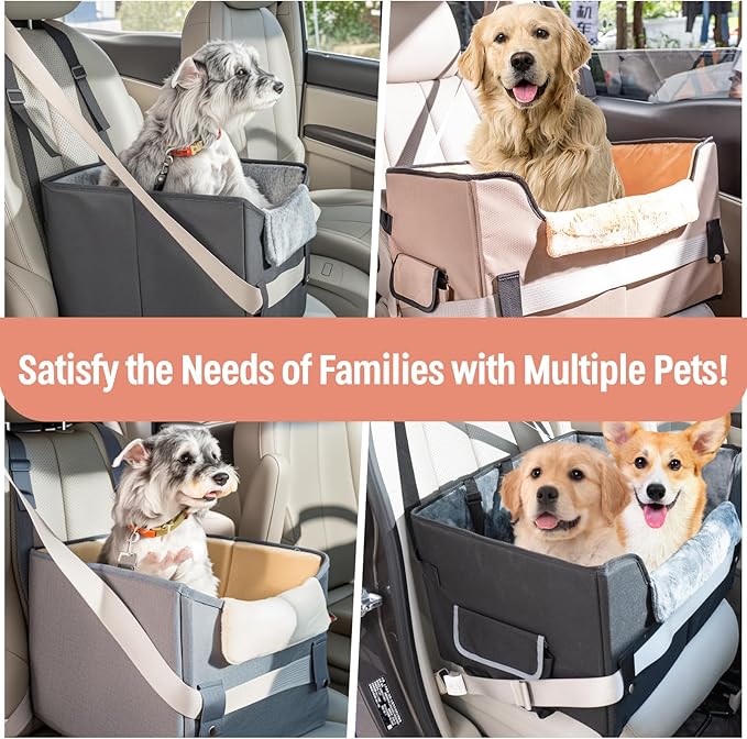 Dog Car Seat for Small Dogs or Medium Size Dog Portable Car Booster Seat for Dogs with Harness and Thick Cushion, Perfect for Small Pet up to 25lbs (Black)