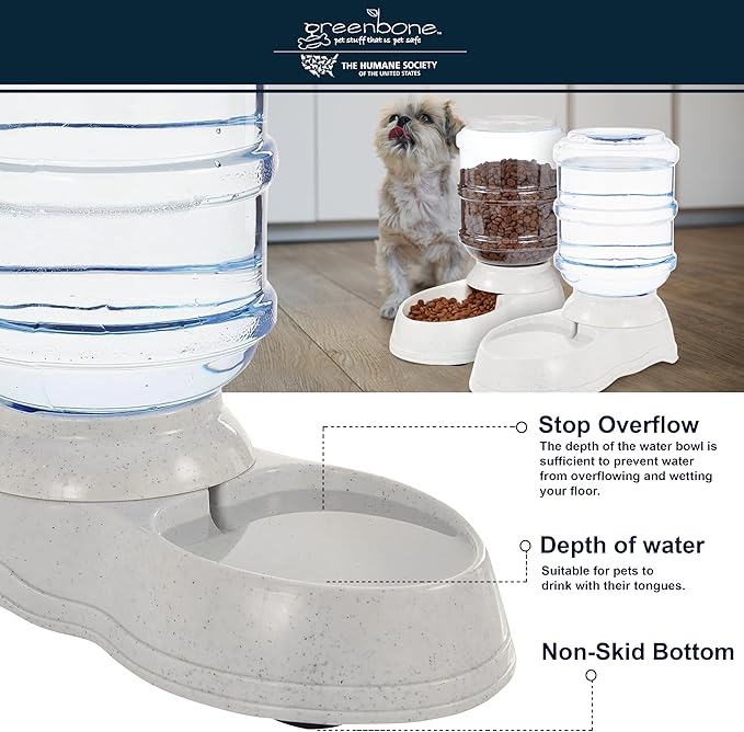 The Humane Society by Greenbone Gravity Feeder & Waterer Bundle - Durable, Pet-Safe, Non-Skid, Easy to Clean, for Pets