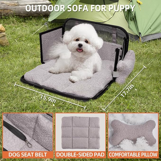 Center Console Dog Car Seat,Outdoor Dog Bed Sofa,Carseats for Small Dogs Carriers,Puppy Cat Car Seat(Gray)