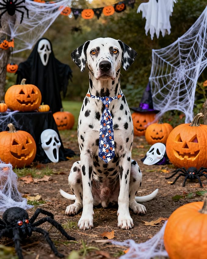PET SHOW 10pcs Pack Halloween Big Dog Ties Neckties for Large Breed Dogs XL Adjustable Holiday Grooming Accessories Neck Ties Bowties Girl Boy Festival Costumes Photography Party Gift Favor