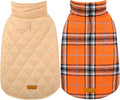 Kuoser Waterproof Dog Coat, Reversible Dog Jacket for Small Dogs, Adjustable Durable Doggie Winter Coat Warm Cozy Puppy Cold Weather Apparel from Small to Large Breed, Orange S