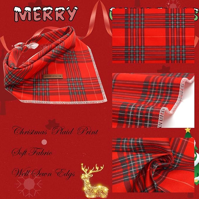 Elegant Little Tail Christmas Dog Bandana - Holiday Bandanas for Small, Medium, Large Dogs - Soft, Washable, Adjustable Square Scarf Kerchief for Girls and Boys