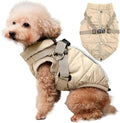 Dog Jacket with Harness,Fleece Lined Warm Puppy Coat for Winter,Soft Windproof Small Dog Vest,Khaki XS