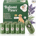 Compostable Dog Poop Bags 120 Count with Dispenser – Extra Thick Lavender Scented Pet Waste Bags, Leak Proof, Eco Friendly, Plastic Free Core, Biodegradable Dog Poop Bag Refills by Balomi Paws