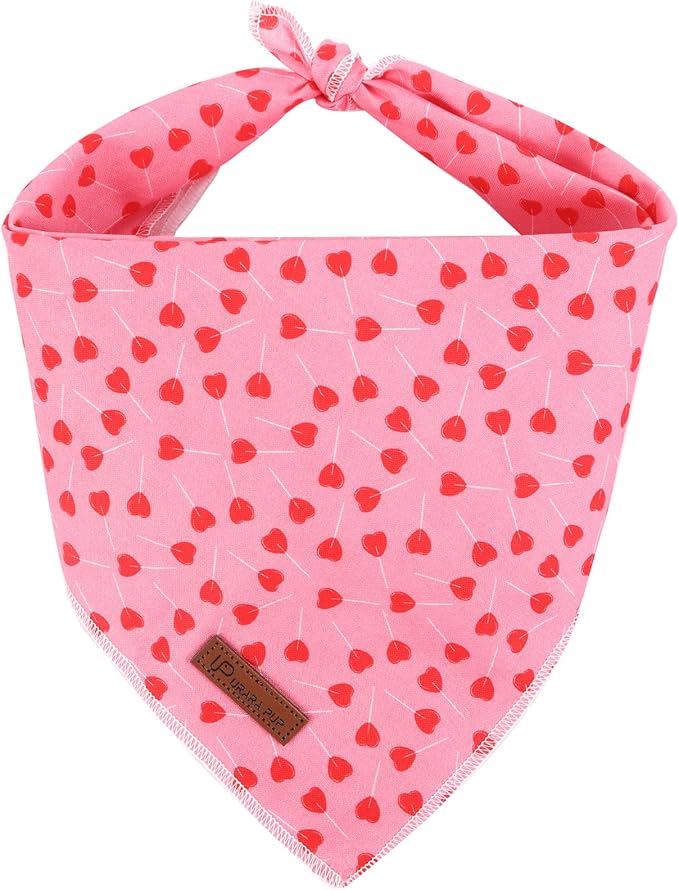 Valentine’s Dog Bandana, Valentine Triangle Bid Scarf for Girl Boy Medium Large Dogs, Adorable Puppy Wedding & Valentine’s Bandana, Cute Soft Cotton Pet Kerchief