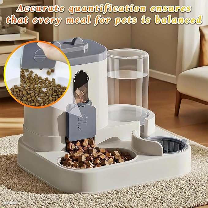 Automatic Dog Feeder - 2 in 1 Food Dispenser Waterer, Large Capacity Feeding Station, Durable Pet Supply | Home Indoor Solution for Kitten, Puppy, Small Medium Breed Cats and Dogs