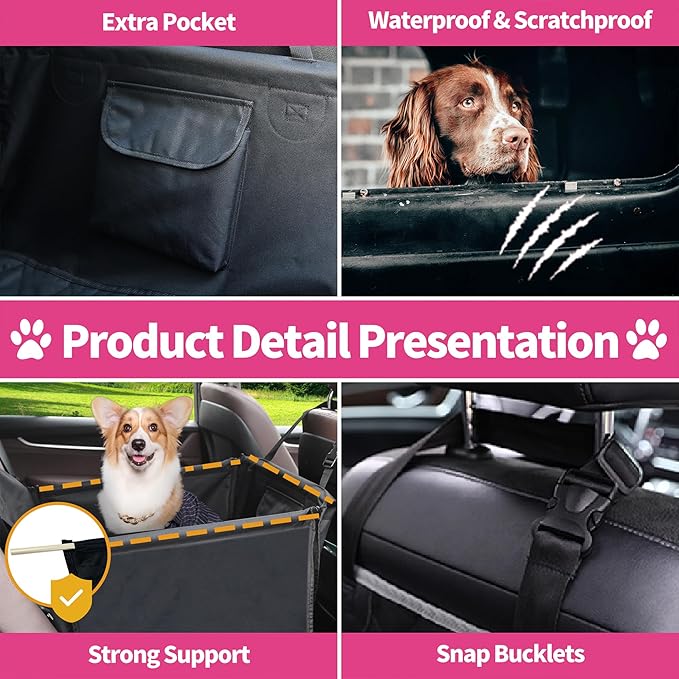 Medium Dog Car Seat - Scratchproof Waterproof Booster Seat for Large Dogs, SUVs, Cars & Trucks - 19" x 23" x 19"