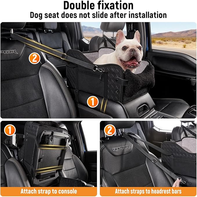 Center Console Dog Car Seat,Pet Puppy Middle Console Dog Car Seat for Small Dogs (Full-Size Truck Black)