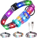 Light Up Dog Collars,LED Dog Collar Rechargeable Waterproof,2-in-1 Buckle Type Glow Dog Collar for Medium Large Dogs.XL(Bohemian Blue)