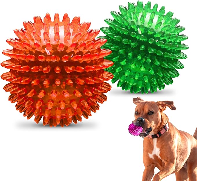 PetSport Gorilla Spiky Ball 5" - Spiky Rubber Dog Ball Toy, Interactive Puppy Toy for Medium and Large Sized Dogs, TPR Rubber, Vanilla Scented - 5 Inch, X-Large (Pack of 2)
