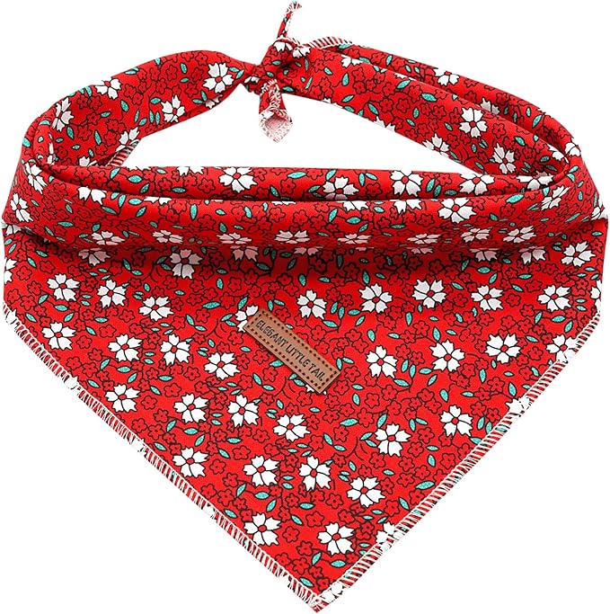 Elegant little tail Dog Bandana, Christmas Dog Bandana 1PC Dog Bandanas Holiday Bib Scarf Soft Washable Square Dog Scarf Adjustable Dog Kerchief for Small Medium Large Dogs