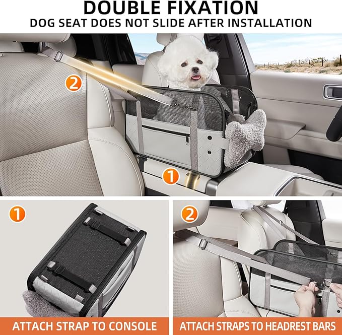 Center Console Dog Car Seat,Outdoor Dog Bed Sofa,Carseats for Small Dogs Carriers,Puppy Cat Car Seat(Gray)