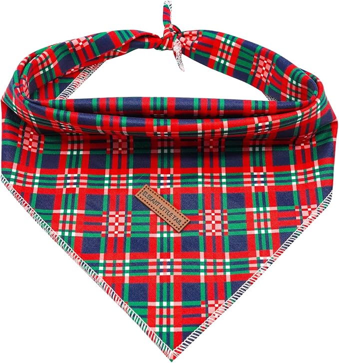 Elegant little tail Dog Bandana, Christmas Dog Bandana 1PC Dog Bandanas Holiday Bib Scarf Soft Washable Square Dog Scarf Adjustable Dog Kerchief for Small Medium Large Dogs