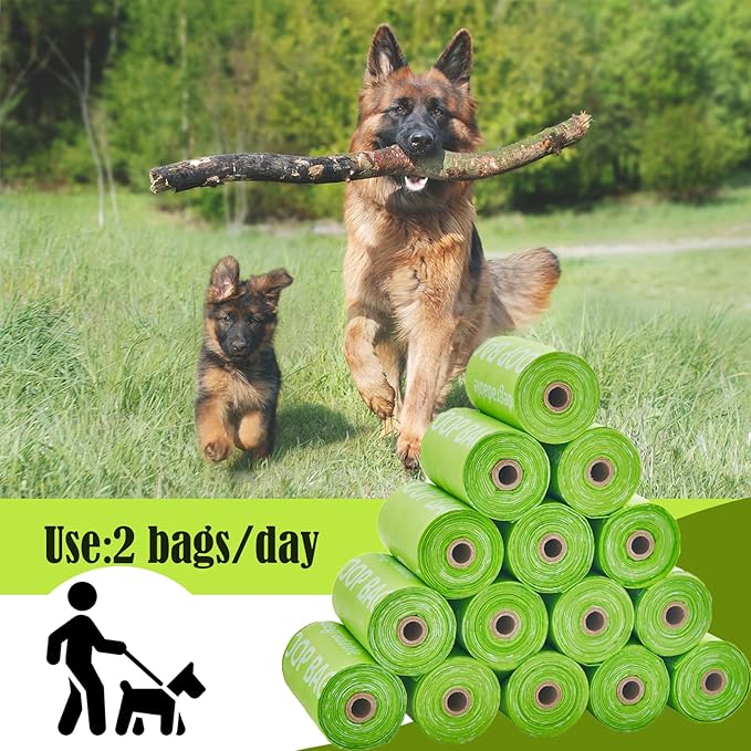 GWT Dog Poop Bags Biodegradable 100% Certified Home Compostable 120 Counts 9"x13" Pet Waste Bags- ASTM D6400 & EN 13432 Compliant -Plant Based Poop Bags for Pet Cat Dog Doggie (8 Rolls)