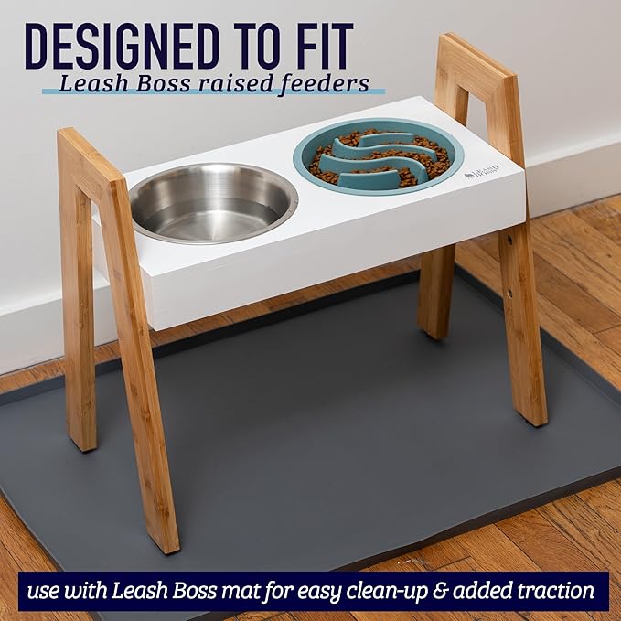 Leash Boss Slow Feeder Dog Bowls - 2 Cup, Puzzle Dog Food Bowl with Feeder Holes, Fits into Elevated Pet Feeders, Slow Eating for Large, Medium & Small Sized Breeds, Blue
