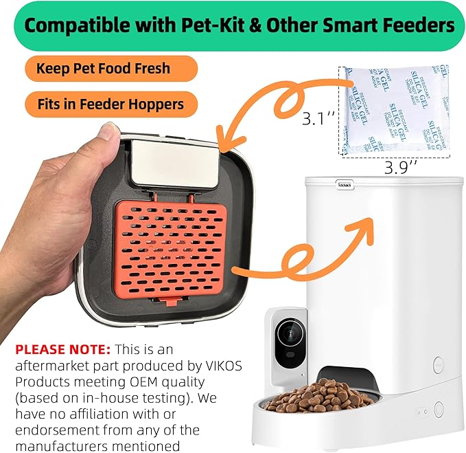 15-Pack Replacement Desiccant Bags Compatible with Pet-Kit & Other Smart Pet Feeders, High Absorbency Food Grade Moisture Absorber for Pet Foods, Keep Food Dry & Fresh